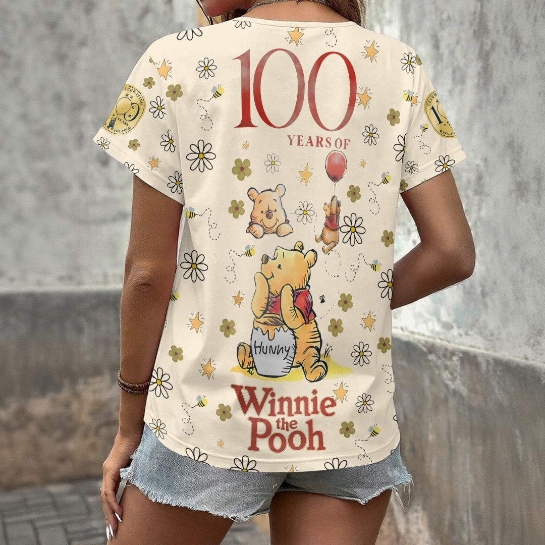 Winnie-the-Pooh 100th Anniversary 3D Women’s V-Neck T-Shirt II - Image 3