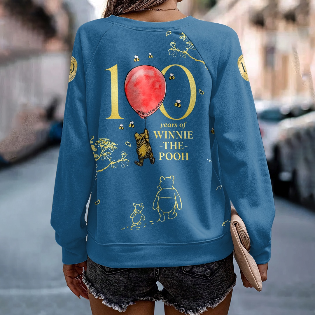 Winnie-the-Pooh 100th Anniversary Round Neck Raglan Sleeve Sweatshirt VI - Image 3