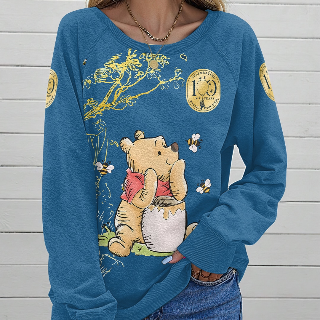 Winnie-the-Pooh 100th Anniversary Round Neck Raglan Sleeve Sweatshirt VI - Image 2