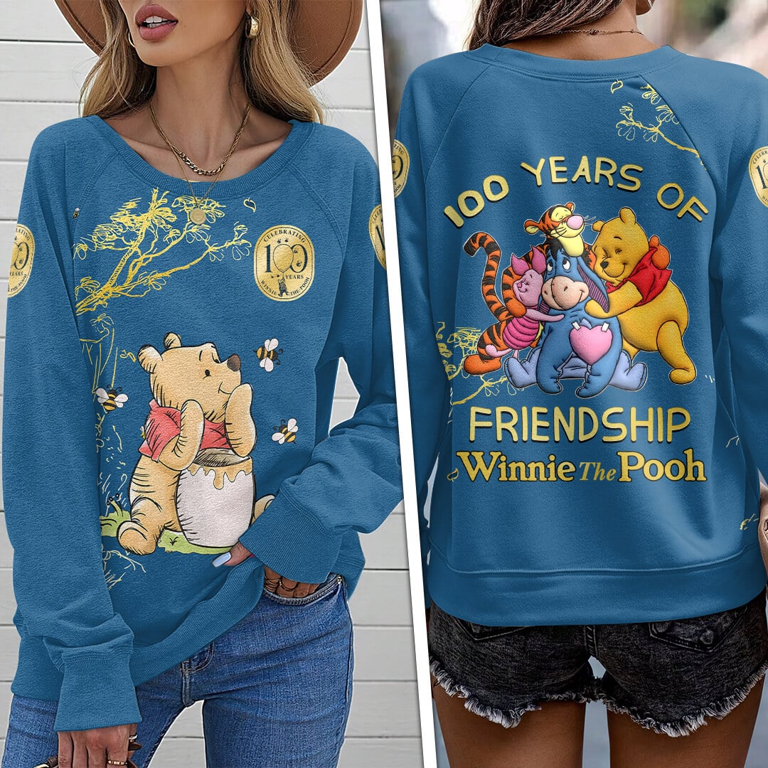 Winnie-the-Pooh 100th Anniversary Round Neck Raglan Sleeve Sweatshirt VII