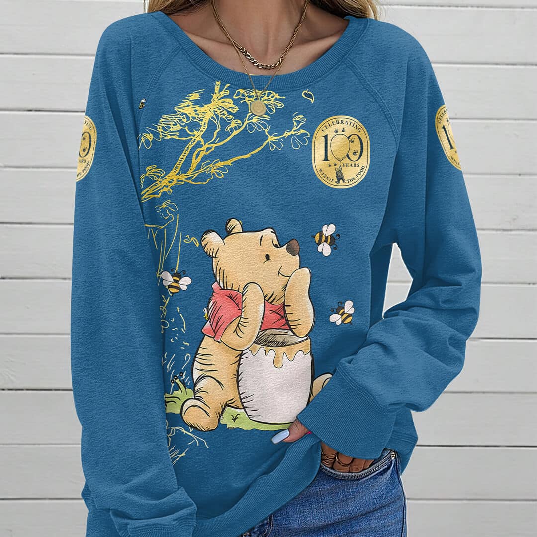 Winnie-the-Pooh 100th Anniversary Round Neck Raglan Sleeve Sweatshirt VII - Image 2