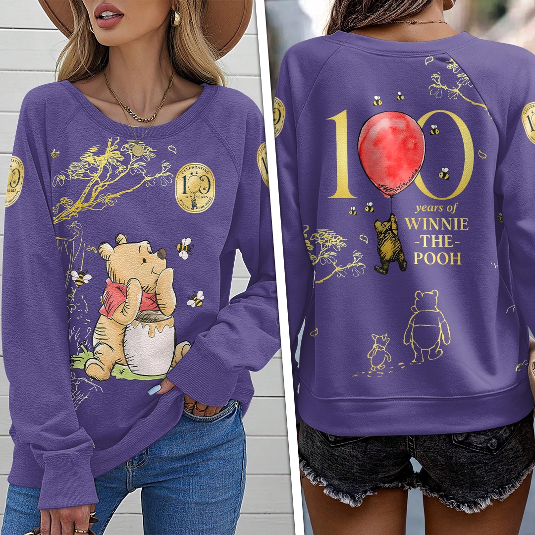 Winnie-the-Pooh 100th Anniversary Round Neck Raglan Sleeve Sweatshirt VIII