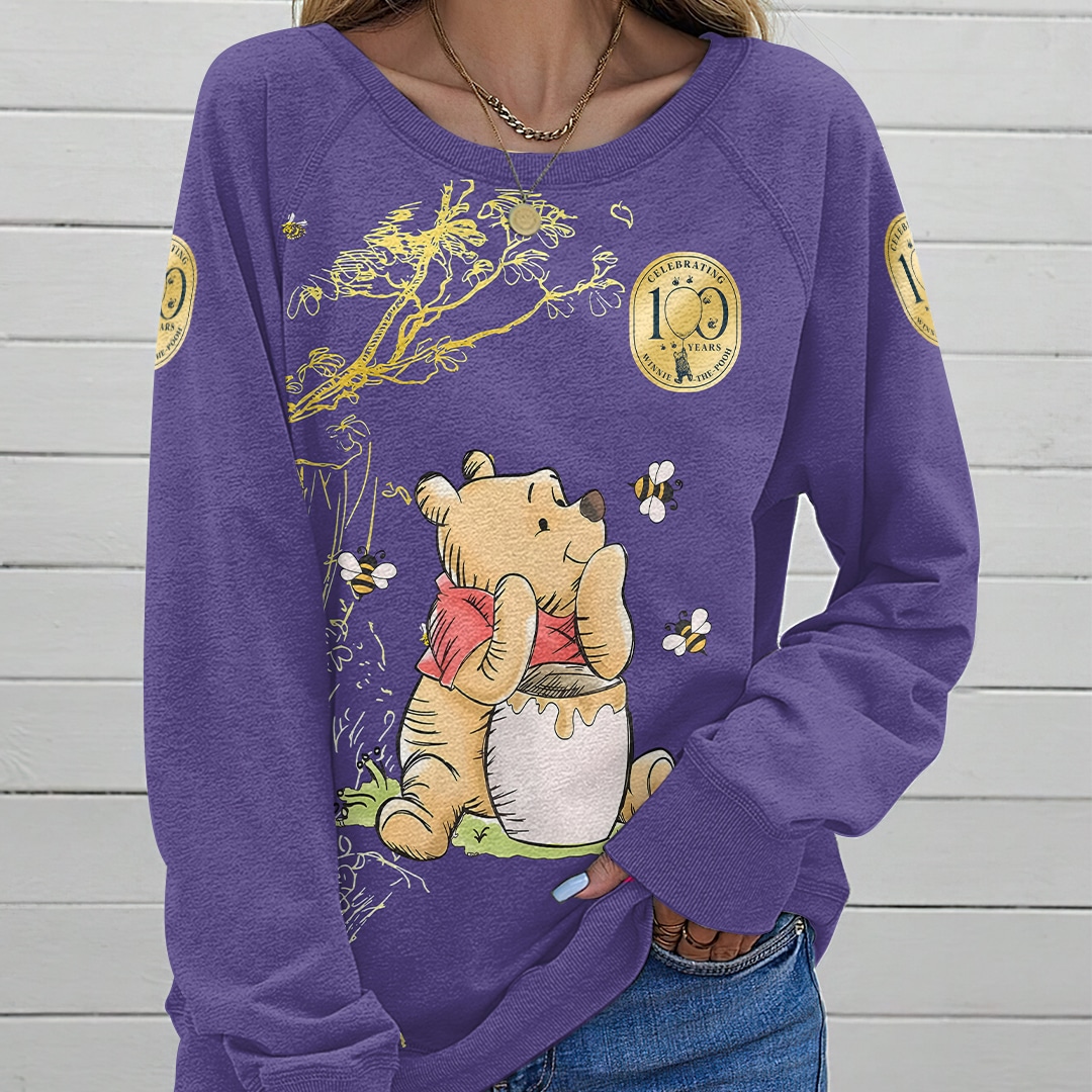 Winnie-the-Pooh 100th Anniversary Round Neck Raglan Sleeve Sweatshirt VIII - Image 2