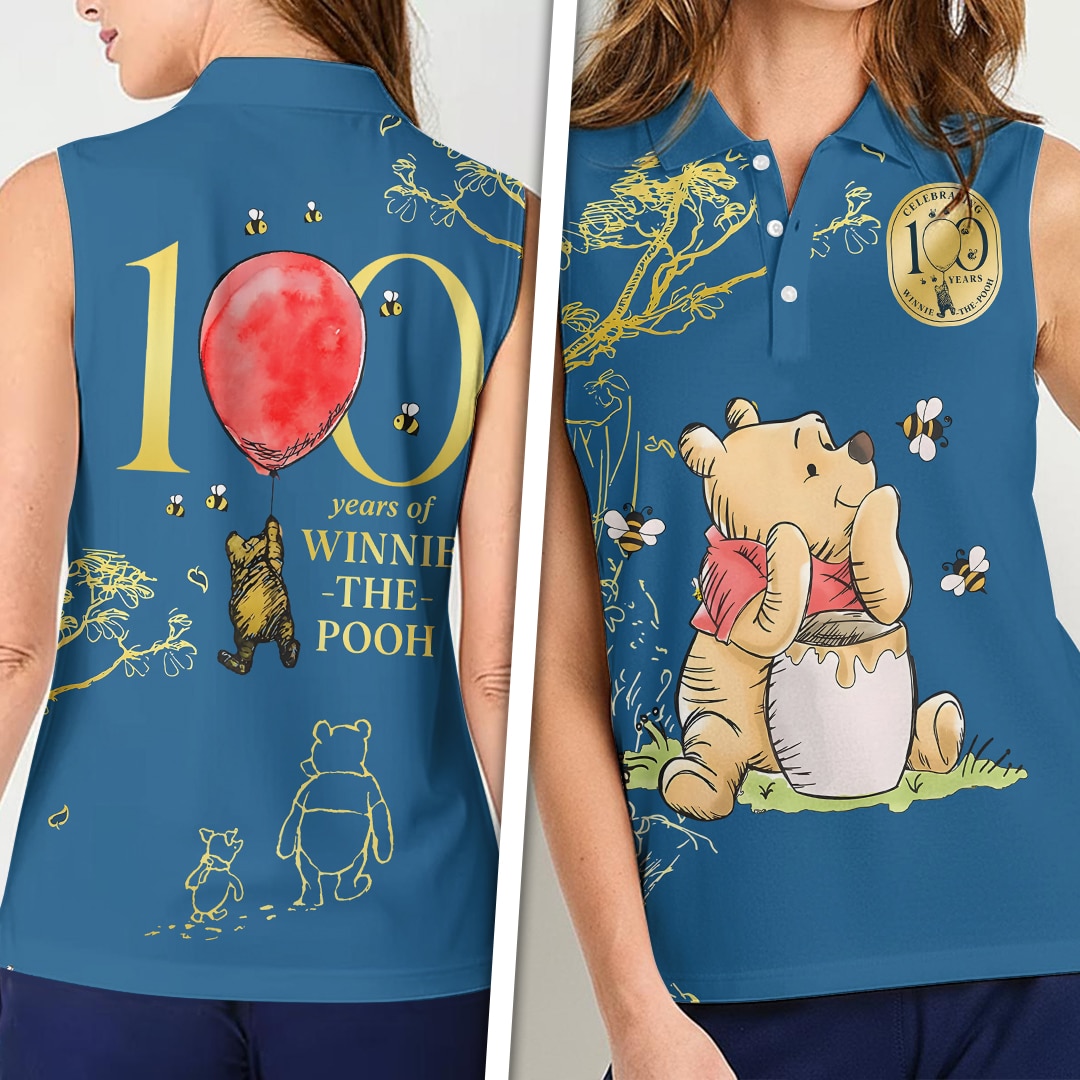 Winnie-the-Pooh 100th Anniversary Women Sleeveless Polo Shirt