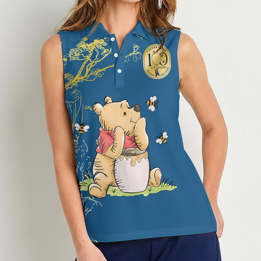 Winnie-the-Pooh 100th Anniversary Women Sleeveless Polo Shirt - Image 2