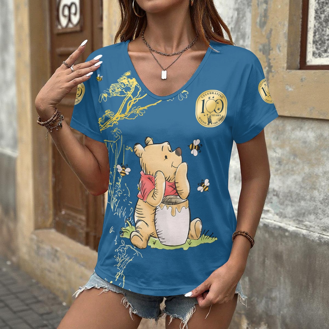 Winnie-the-Pooh 100th Anniversary 3D Women’s V-Neck T-Shirt - Image 2
