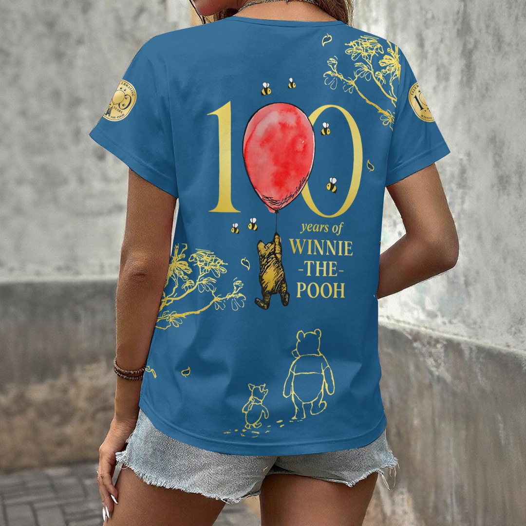 Winnie-the-Pooh 100th Anniversary 3D Women’s V-Neck T-Shirt - Image 3