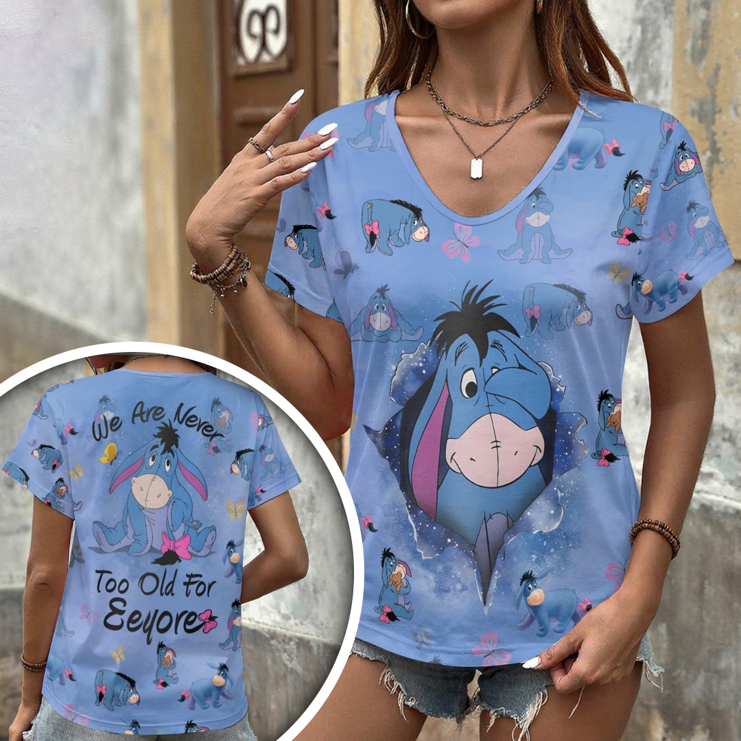 Winnie-the-Pooh x Eeyore 3D Women’s V-Neck T-Shirt II