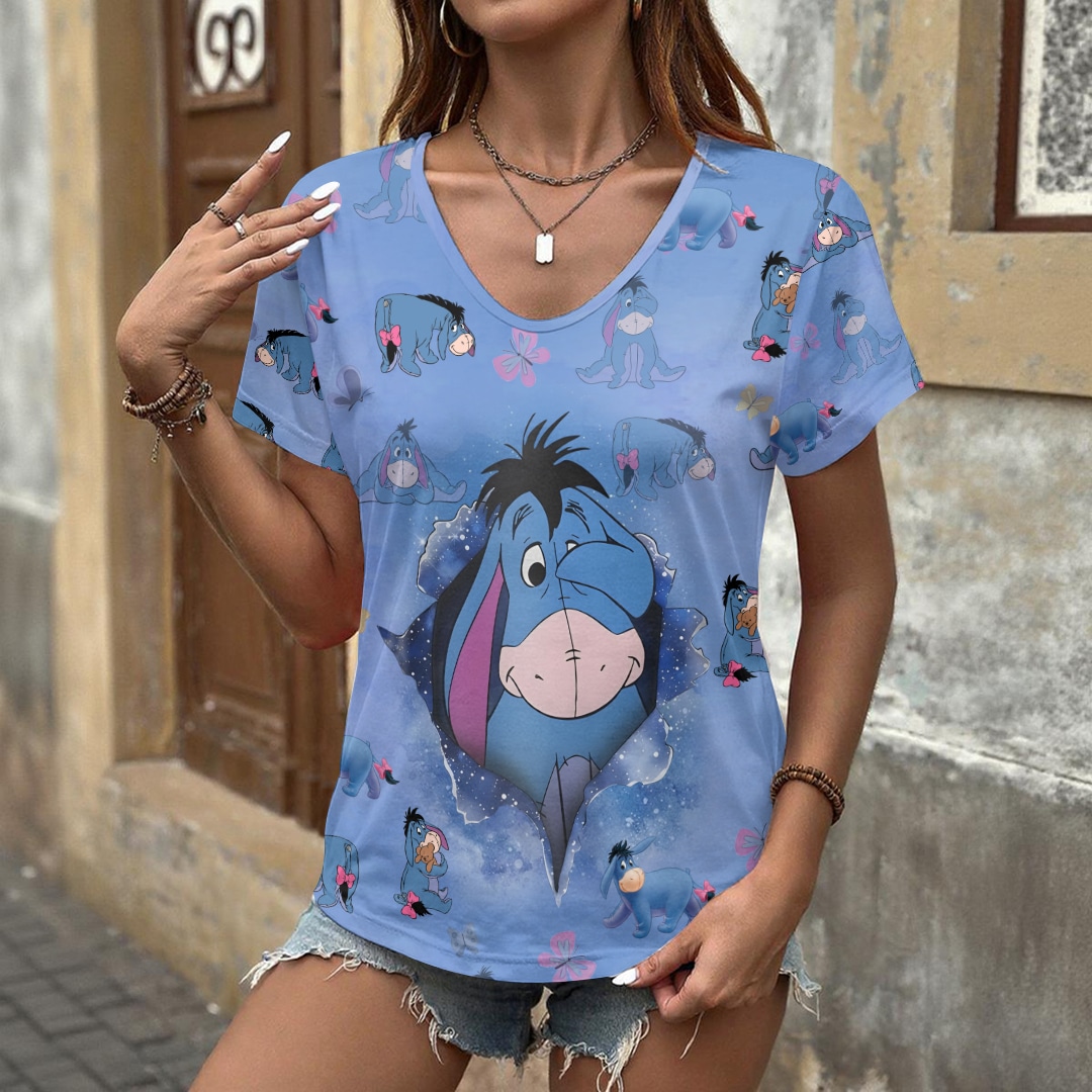 Winnie-the-Pooh x Eeyore 3D Women’s V-Neck T-Shirt II - Image 2