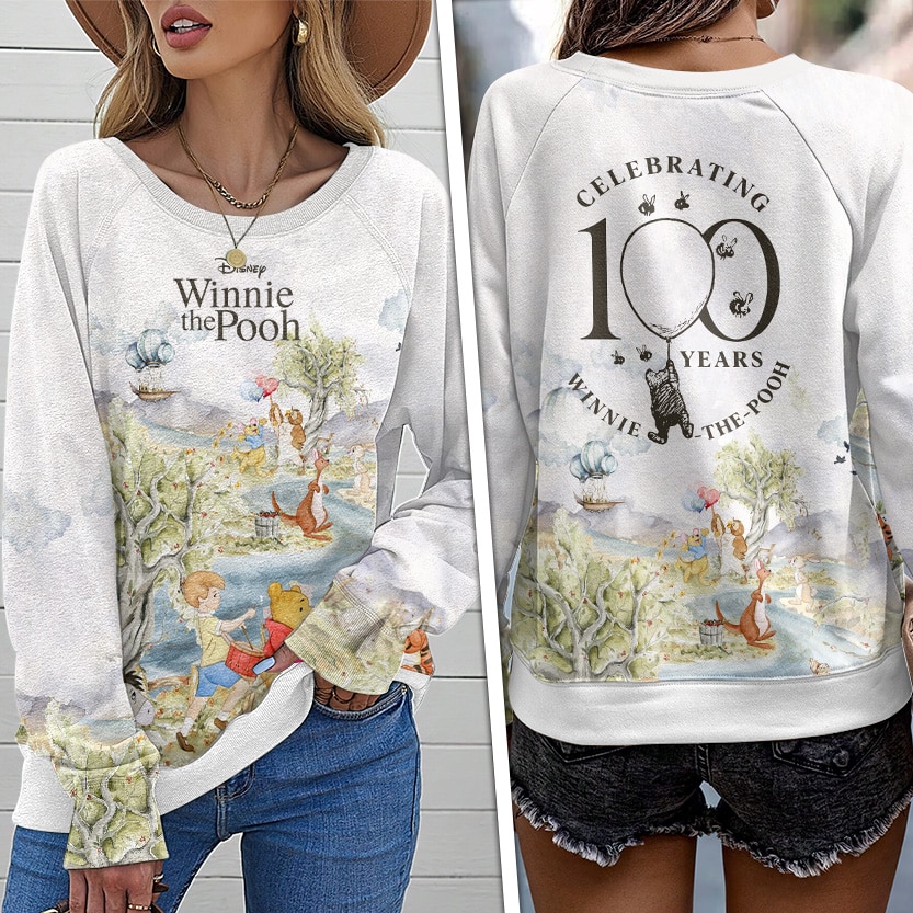 Winnie-the-Pooh 100th Anniversary Round Neck Raglan Sleeve Sweatshirt