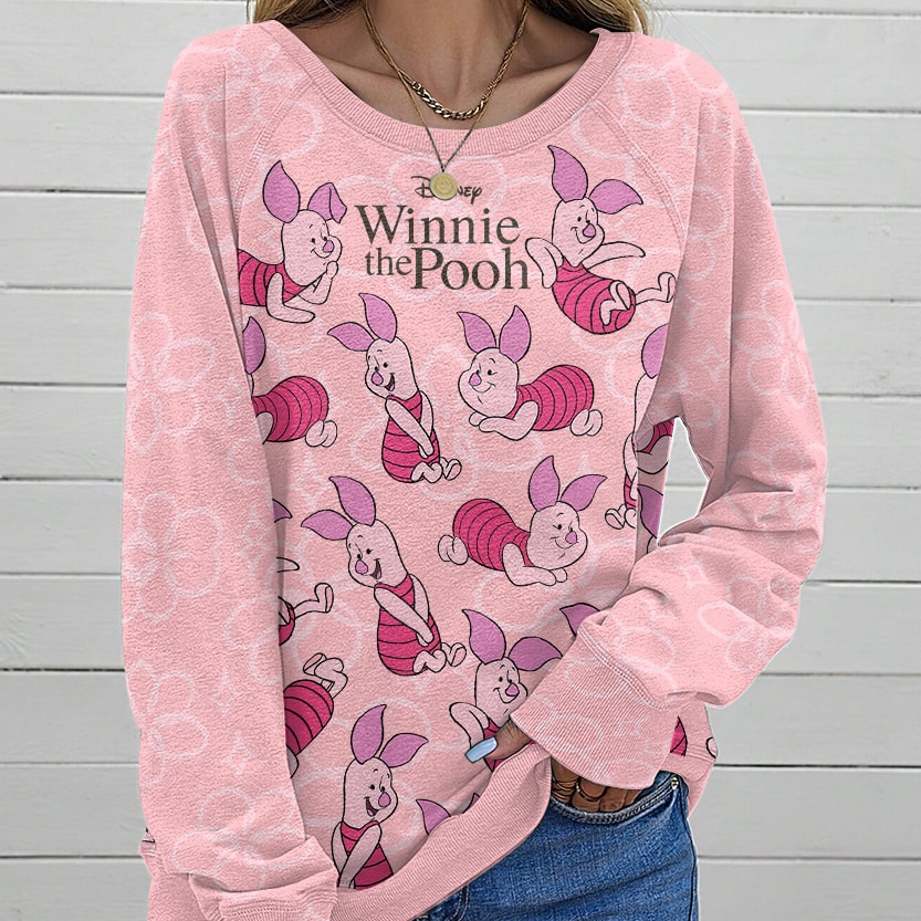 Winnie-the-Pooh x Piglet 100th Anniversary Round Neck Raglan Sleeve Sweatshirt - Image 2