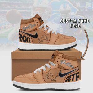 Detroit Lions Brown Air Jordan 1 Shoes