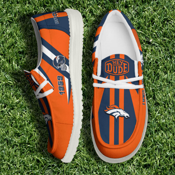 Denver Broncos NFL Team White Canvas Loafer Shoes Personalized Your Name