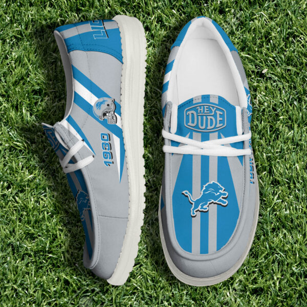 Detroit Lions NFL Team White Canvas Loafer Shoes Personalized Your Name