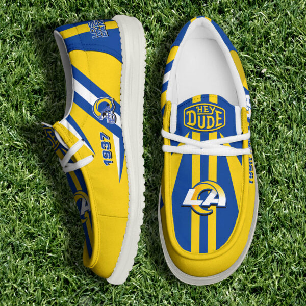 Los Angeles Rams NFL Team White Canvas Loafer Shoes Personalized Your Name
