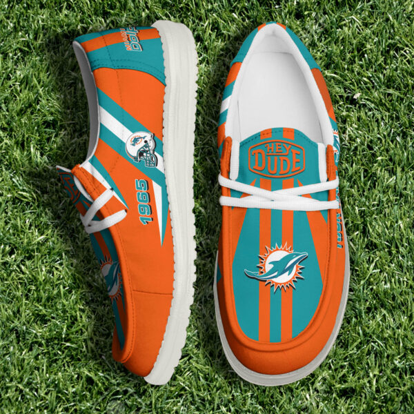 Miami Dolphins NFL Team White Canvas Loafer Shoes Personalized Your Name