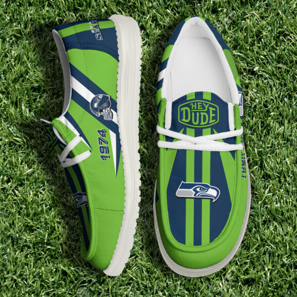 Seattle Seahawks NFL Team White Canvas Loafer Shoes Personalized Your Name