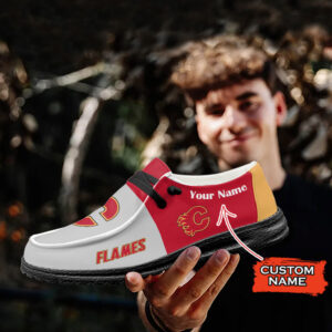Calgary Flames NHL HD Shoes Custom Name Perfect Gift