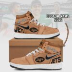 New York Jets Brown Air Jordan 1 Shoes