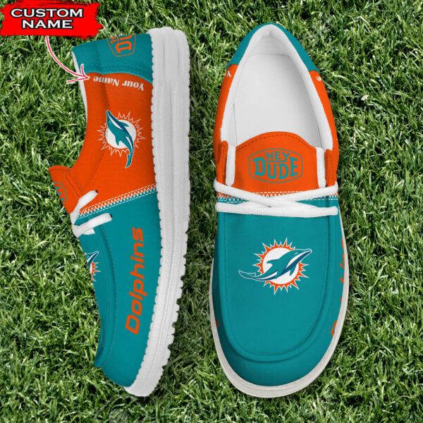 Miami Dolphins Personalized Your Name NFL 32 Teams Hey Dude Shoes
